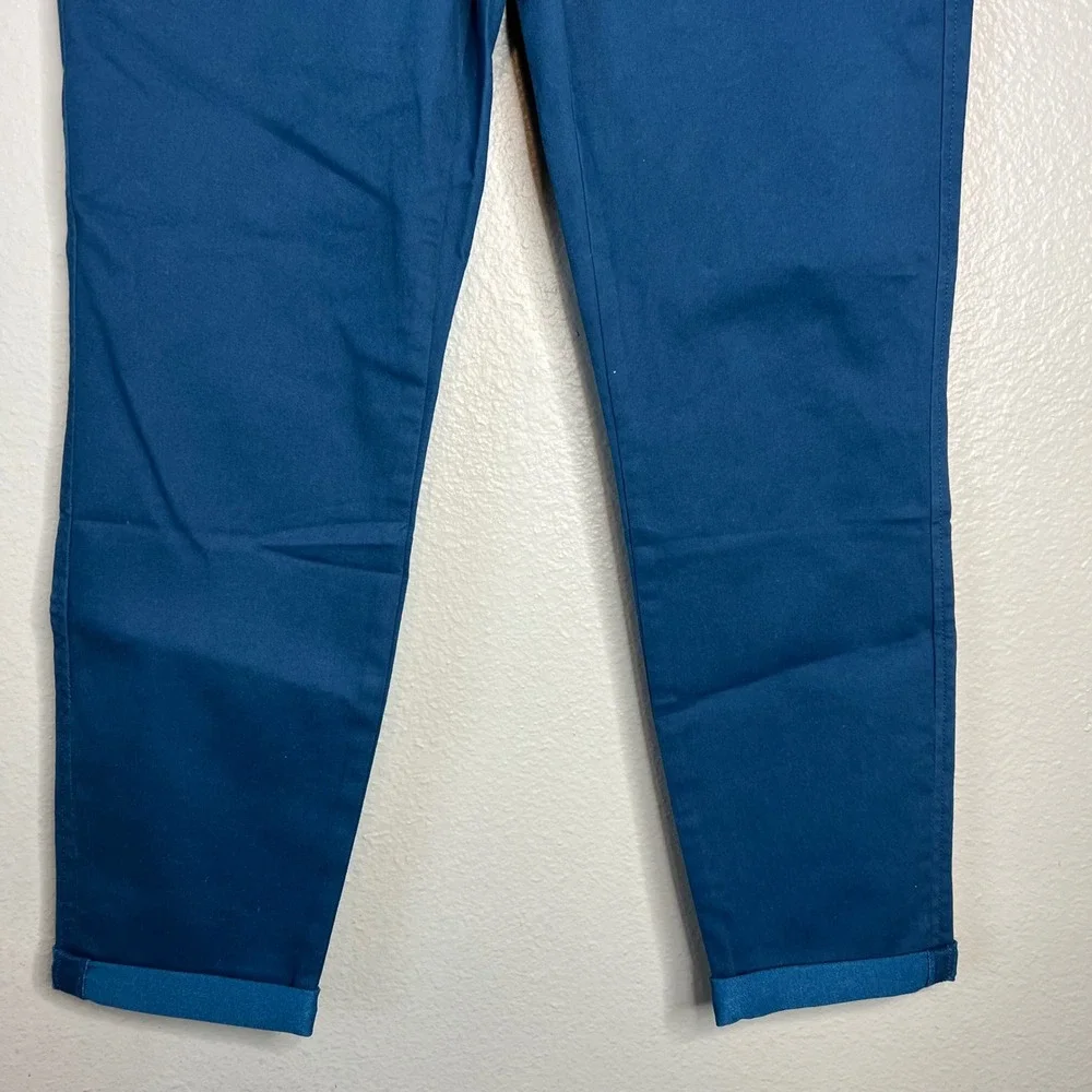Market & Spruce Ankle Pants Womens‎ 8P Petite Blue Slim Leg Cuffed Stretch NWT